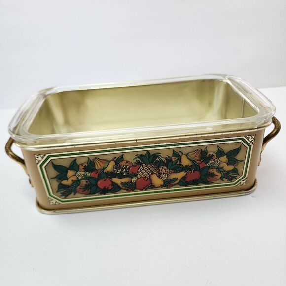 Vintage 1981 Teleflora England Harvest Metal Holder with a Pyrex 213 1.5-quart - Picture 1 of 7